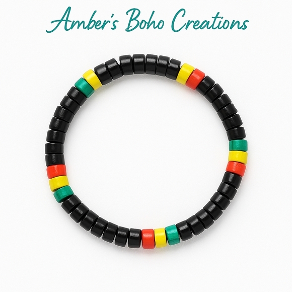 Reggae Rasta Beaded Bracelet — Vibrant Boho Island Style - Picture 1 of 4
